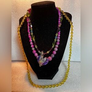 Three Elegant Multicolor Beaded Necklace Set